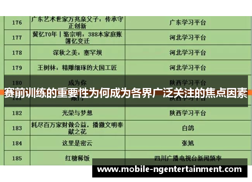 赛前训练的重要性为何成为各界广泛关注的焦点因素