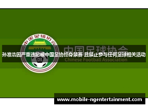 孙准浩因严重违纪被中国足协终身禁赛 且禁止参与任何足球相关活动